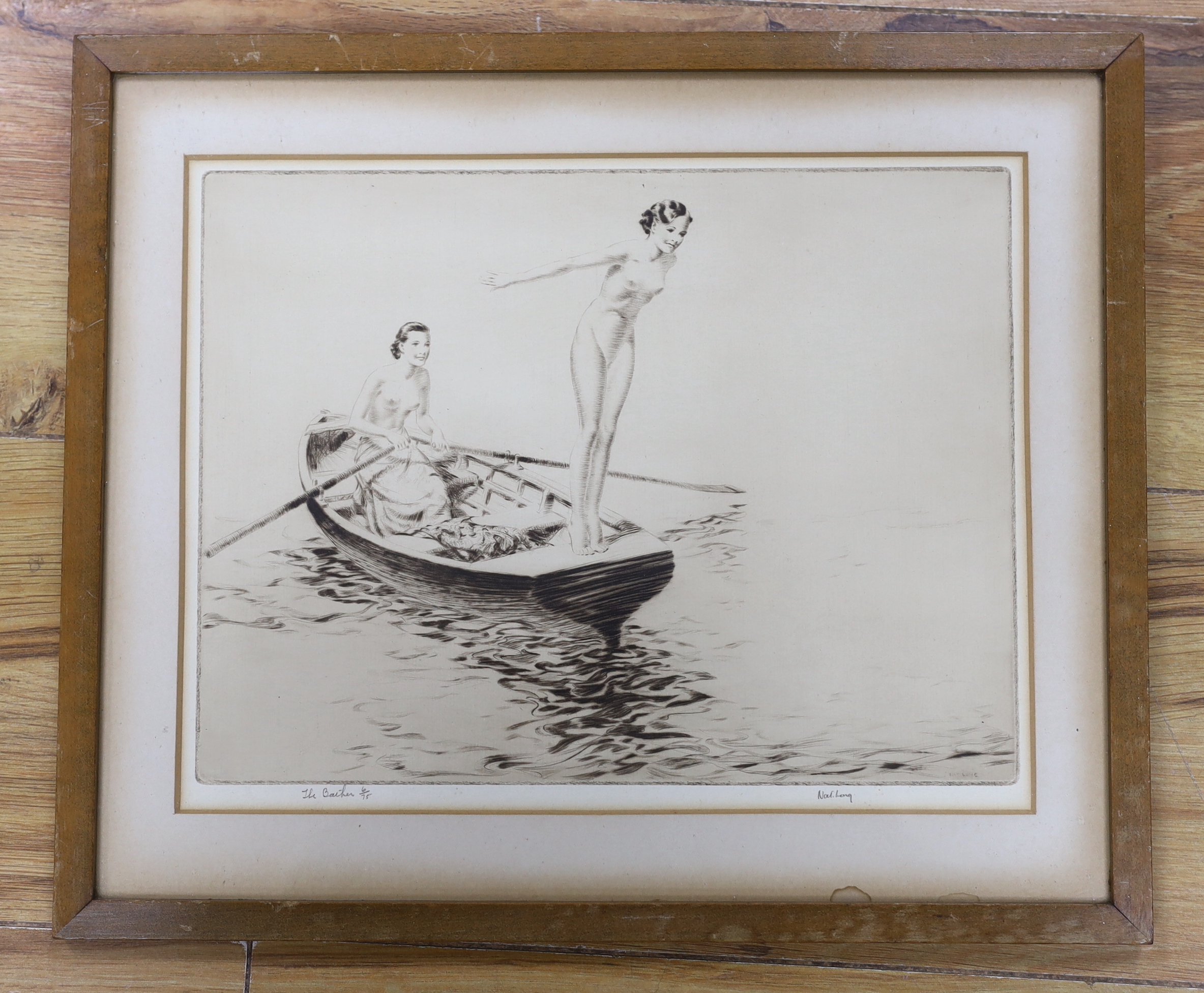 Nat Long (1893-1955), etching, 'The bathers', pencil signed and limited edition, 6/75, 21 x 27cm
